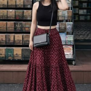 Moda Rapido Floral Printed Flared Long Skirt